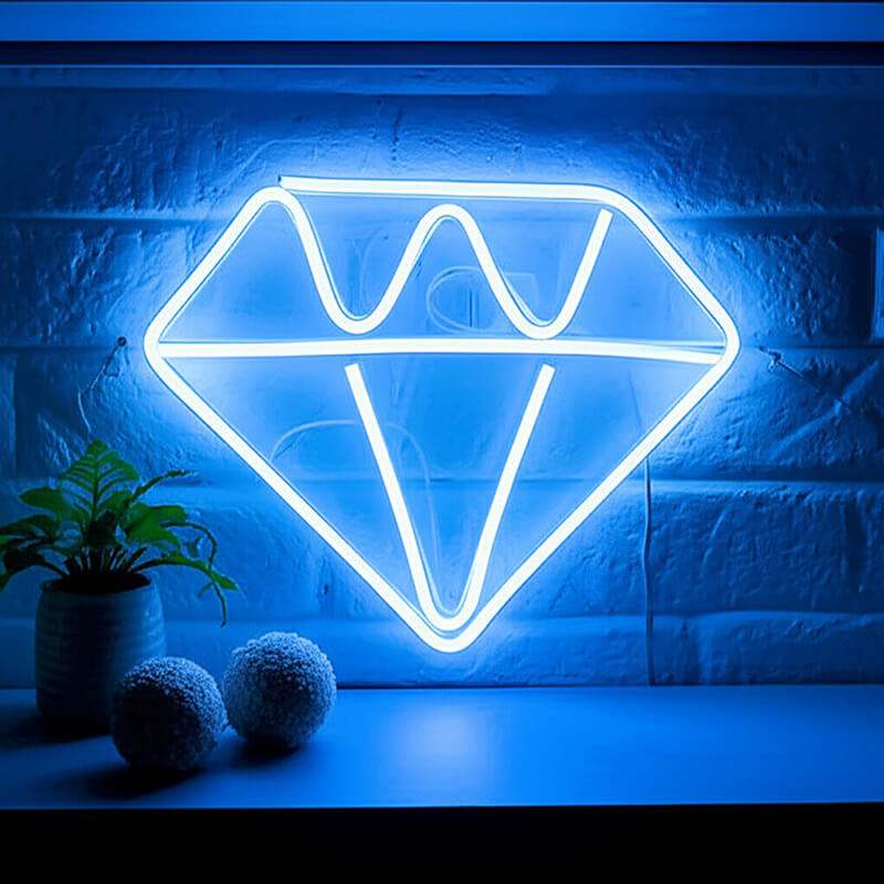 Diamant Neon LED Schild handgefertigt auf 6mm Acrylplatte – Luxus Wanddeko
