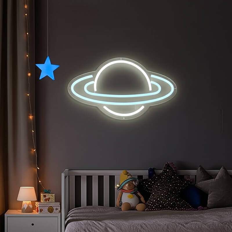 Saturn Neon Sign – Wanddeko für Sternwarte und Planetarium