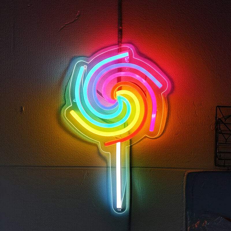 Lollypop Neon LED Schild USB – süße Deko fürs Kinderzimmer