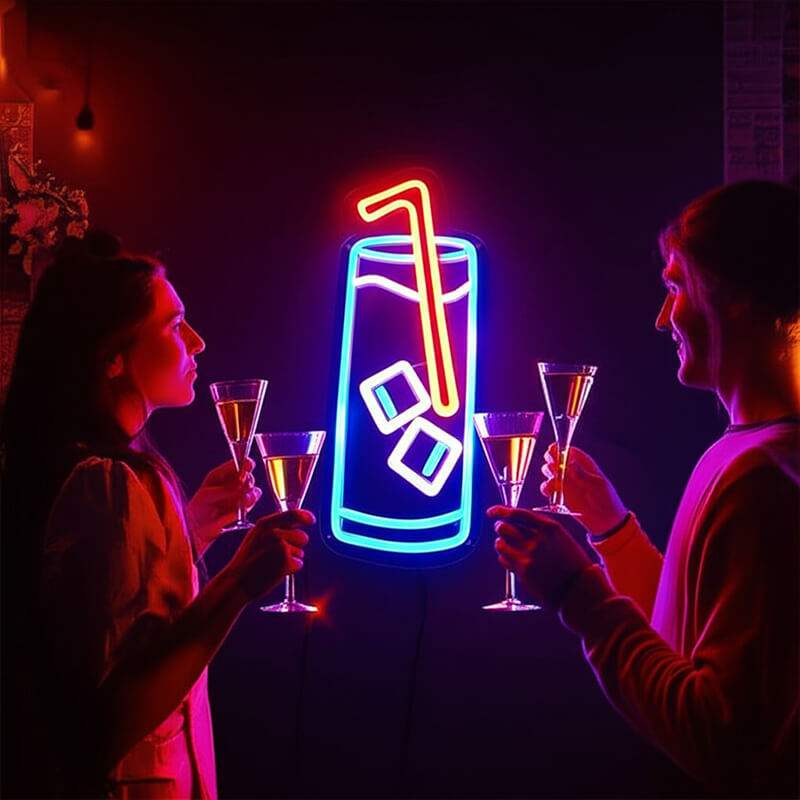 Cocktailglas LED Schild USB – Sommer-Statement als Geschenk für Cocktail-Fans