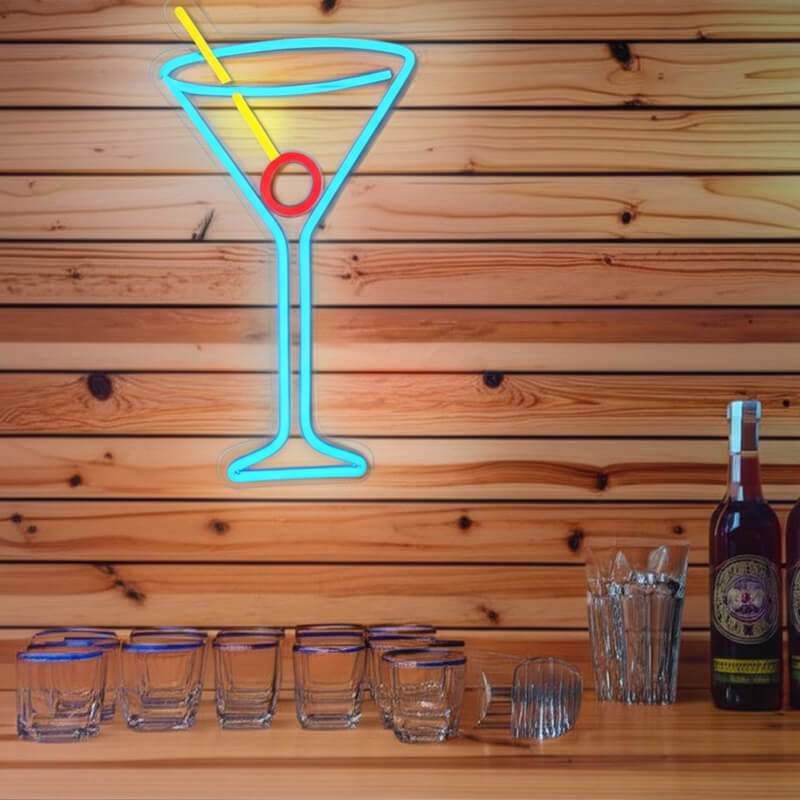 Cocktail Drink LED Schild beleuchtet – verspielte Bar-Deko mit USB-Anschluss