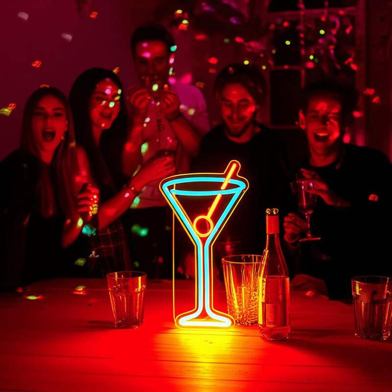 Cocktail Neon Schild dimmbar – 9 Stufen USB auf 6mm Acrylplatte