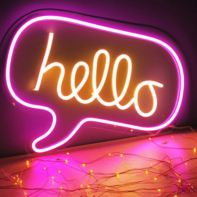 Hello Neon LED Schild USB – freundliche Wanddeko für Eingang