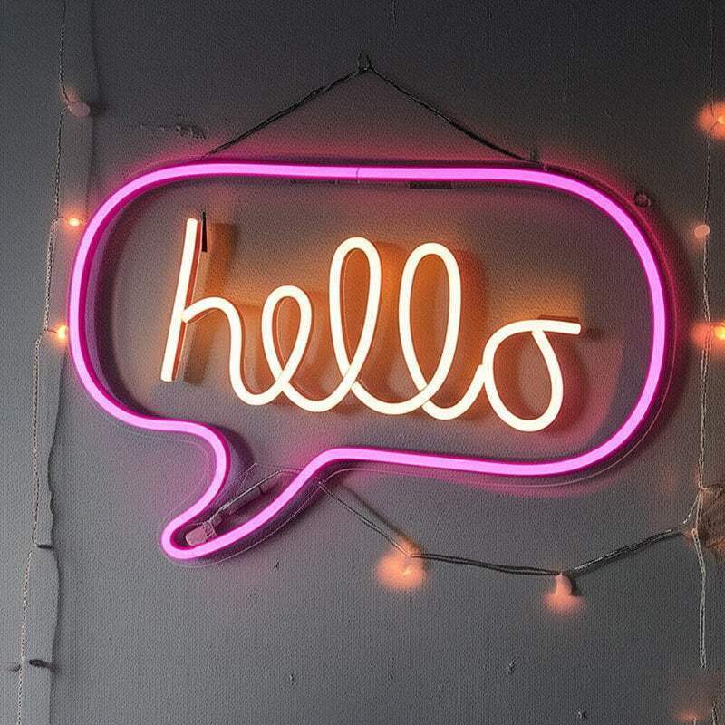 Hello Neon LED Schild dimmbar 9 Stufen USB – Shop Eingang Beleuchtung