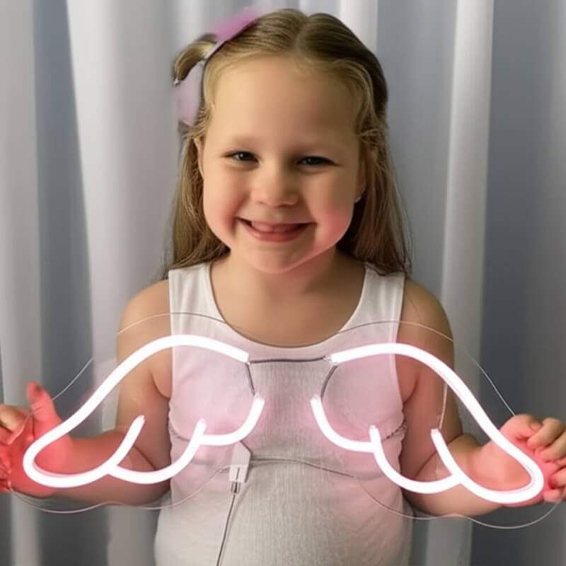 Engelsflügel Neon LED Schild beleuchtet – Fotostudio Selfie Hintergrund