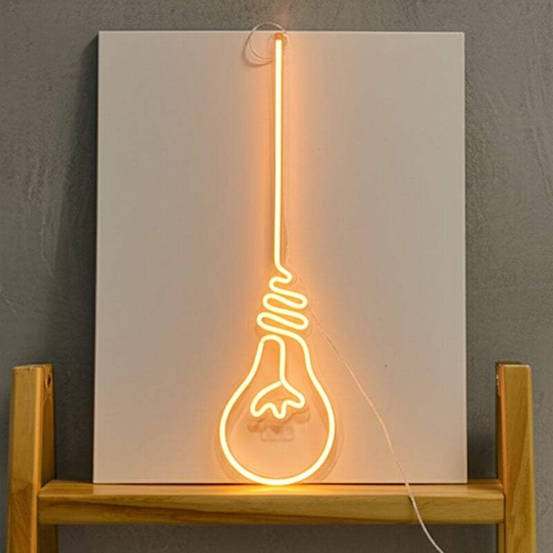 Glühbirne Neon LED Schild handgefertigt – Geschenk Idee für Erfinder