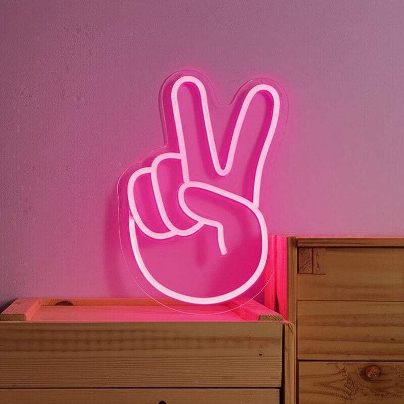 Peace Handzeichen Leuchtschild – Boho Deko fürs Jugendzimmer