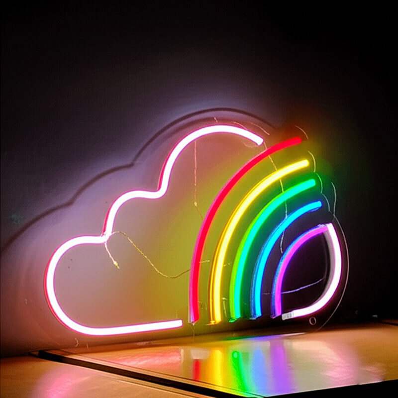 Regenbogen Neon LED Schild USB – bunte Wanddeko fürs Kinderzimmer