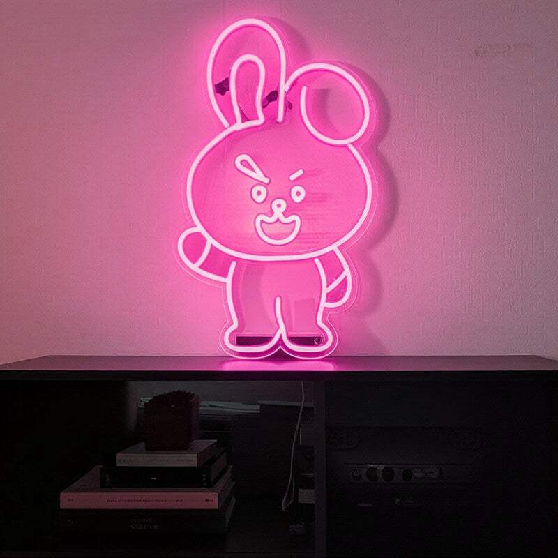 Pinker Hase LED Schild 6mm Acrylplatte – Oster-Deko fürs Mädchenzimmer