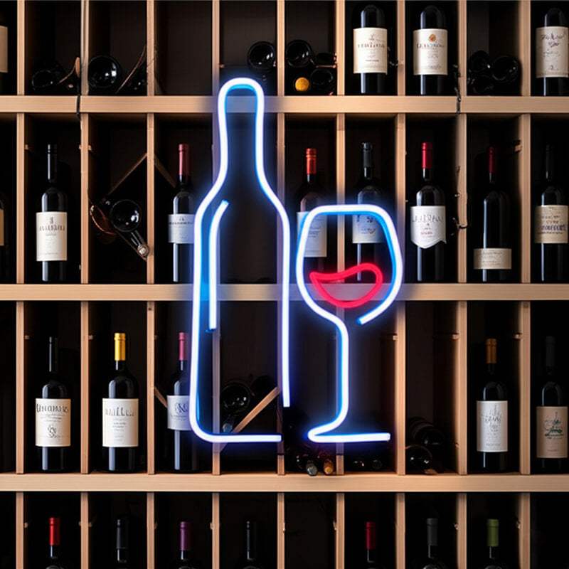 Weinglas LED Schild 6mm Acrylplatte – Wanddeko für Weinkeller und Vinothek