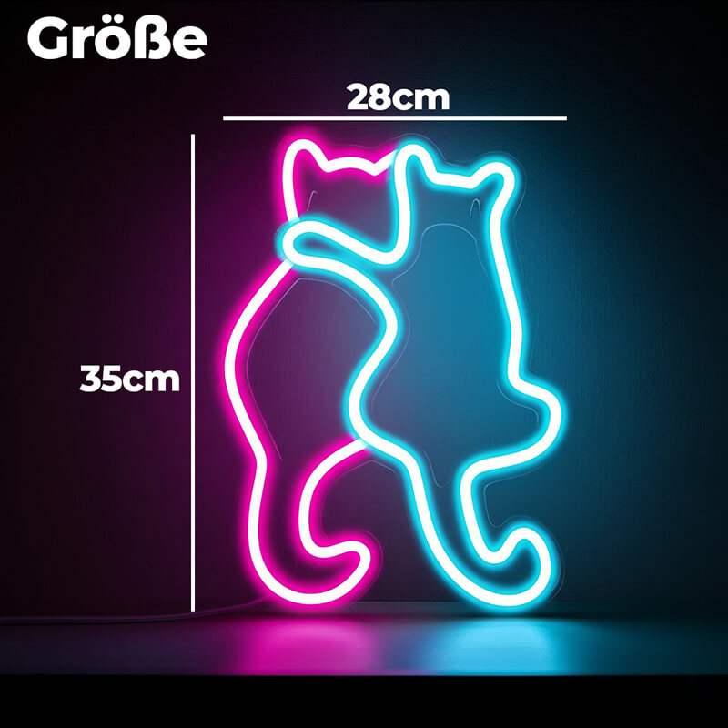 Katzenfreunde Neon LED Schild auf 6mm Acrylplatte – Süßes Mädchenzimmer Tier Deko