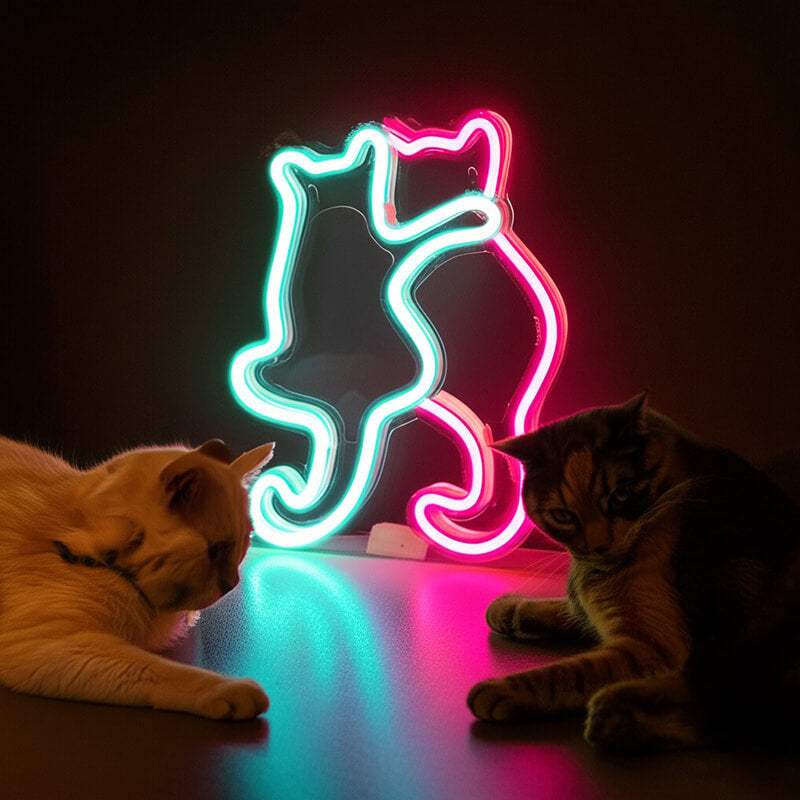 Katzenfreunde Neon LED Schild dimmbar 9 Stufen USB – Tierschutz Verein Beleuchtung