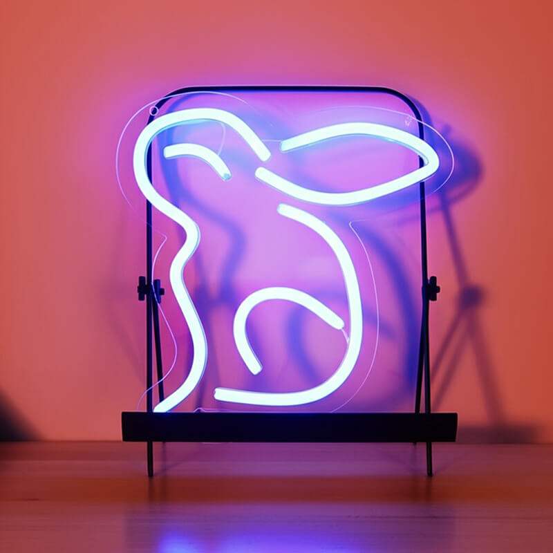 Hase Neon Schild dimmbar – 9 Stufen USB auf 6mm Acrylplatte