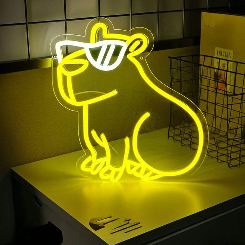 Hamster Neon Schild dimmbar – 9 Stufen USB auf 6mm Acrylplatte