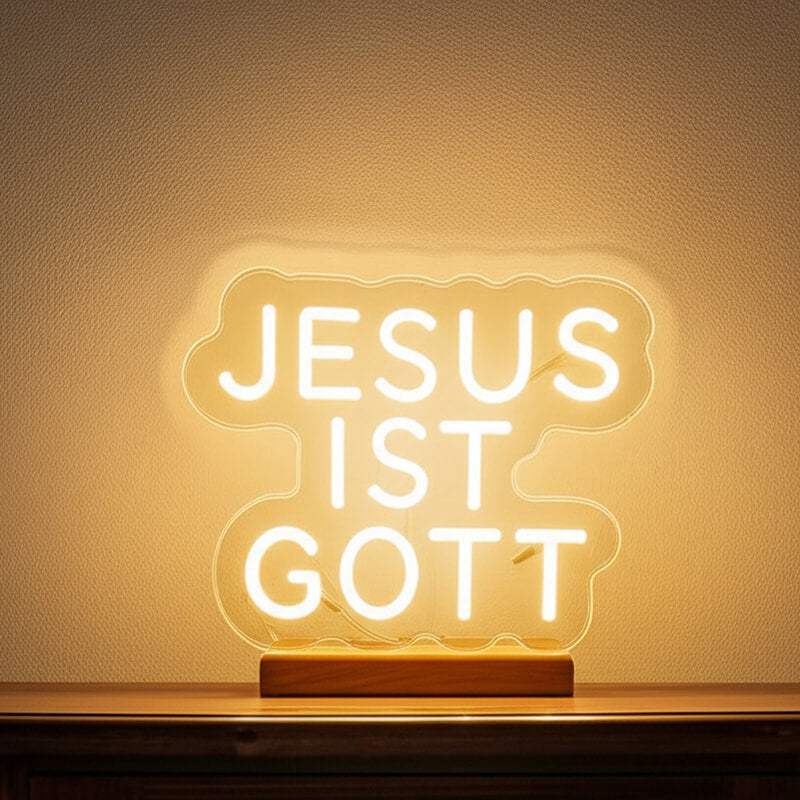 Jesus ist Gott Neon LED Schild USB – Kirche und Bibelstudium Wanddeko