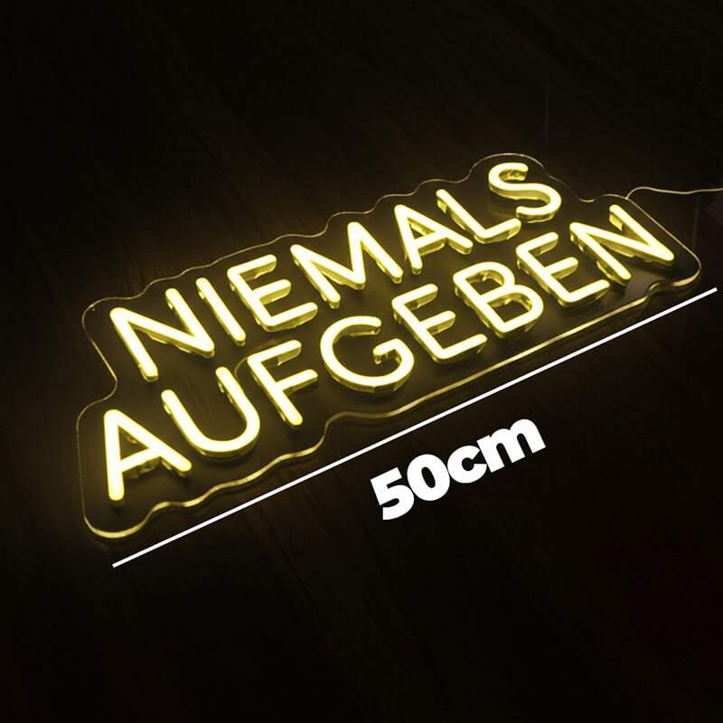 Niemals Aufgeben LED Schild 6mm Acrylplatte – Spruch-Wanddeko fürs Lernzimmer