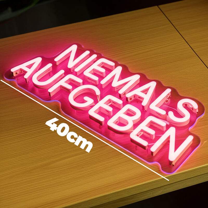 Niemals Aufgeben Leuchtschild – Motivation für Studium und Karriere
