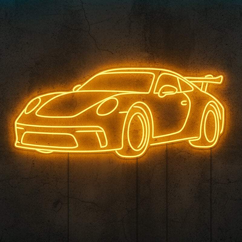 Sportwagen XL Neon LED Schild 12V – Auto Deko fürs Wohnzimmer