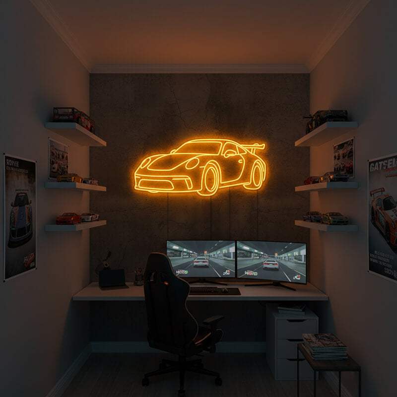 Sportwagen Neon Sign – Auto-Liebhaber Wanddeko für Eigenheim
