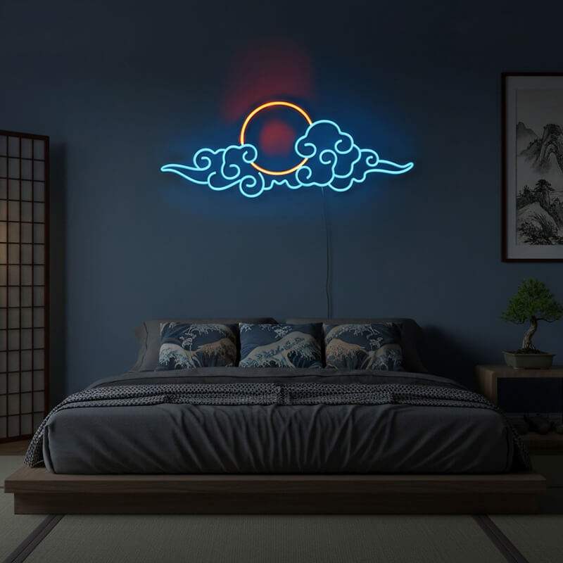 Japan Wolke Neon LED Schild – handgefertigte Wanddeko für Asia-Liebhaber