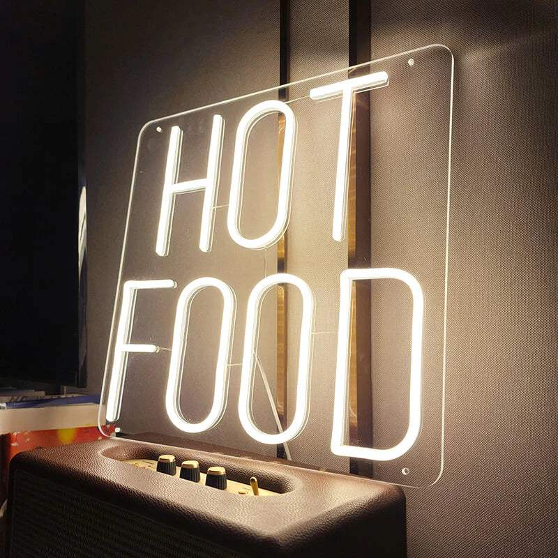 Hot Food Neon LED Schild dimmbar 9 Stufen USB – Foodtruck Beleuchtung