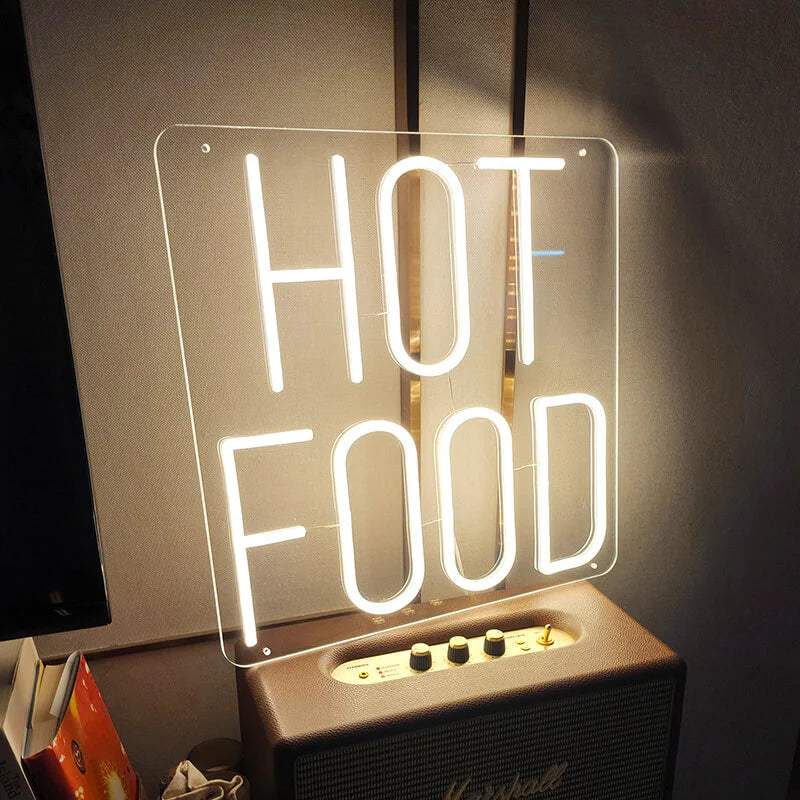 Hot Food Neon LED Schild handgefertigt – Diner und Bistro Wanddeko