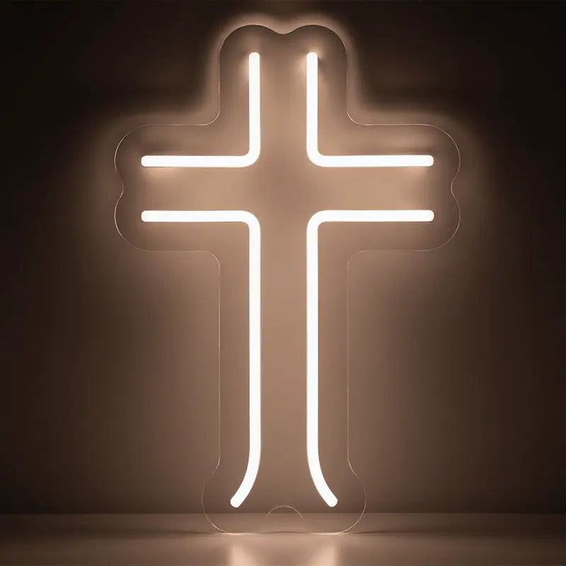 Heiliges Kreuz Neon LED Schild dimmbar 9 Stufen USB – Kirchen Wand Beleuchtung
