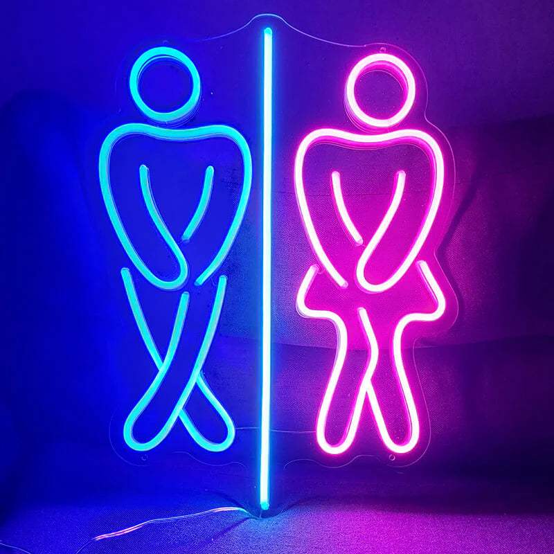 WC Schild Mann & Frau Neon LED Schild USB – Business Deko für Restaurant