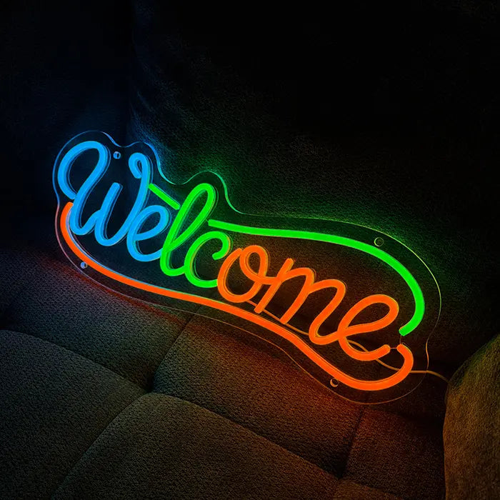 Neonová LED cedule Welcome – Stmívatelné, USB nebo 12V | Dekorace pro firmy & vstup