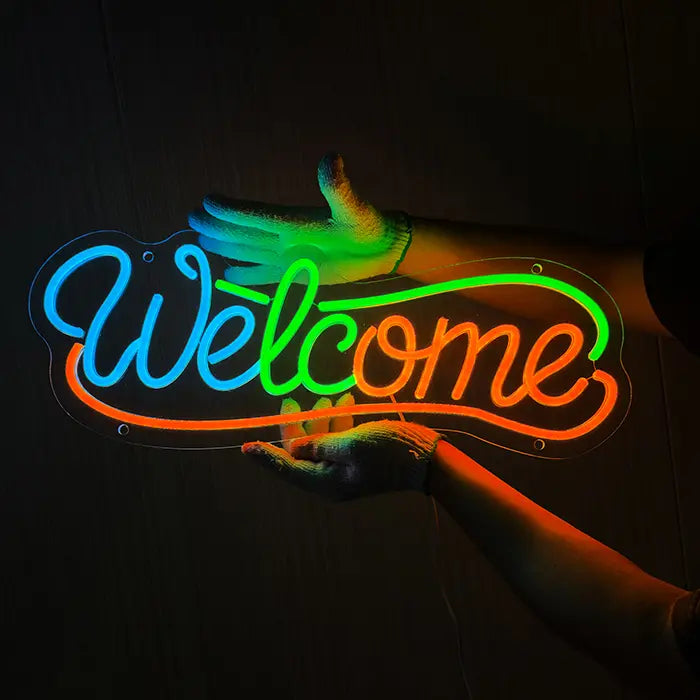 Neonová LED cedule Welcome – Stmívatelné, USB nebo 12V | Dekorace pro firmy & vstup
