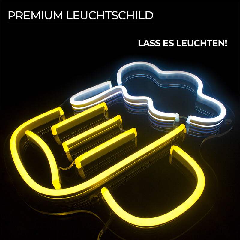 Bier mit Schaum LED Schild beleuchtet – Bierkrug-Symbol als Geschenk für Bierliebhaber