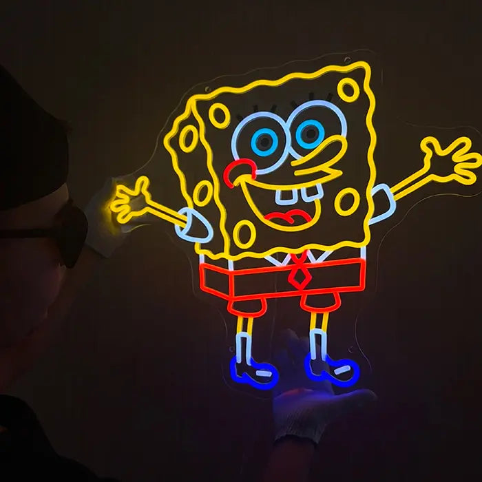 Bikini-Bottom Charaktere Neon LED Schild – USB & 12V Leuchtschild | Schwammkopf Sammler Set