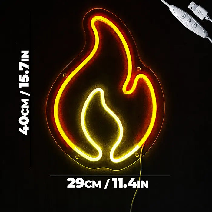 Feuerflamme Neon LED Schild, gleichmäßig ausgeleuchtete Neonlinie über die volle Motivbreite