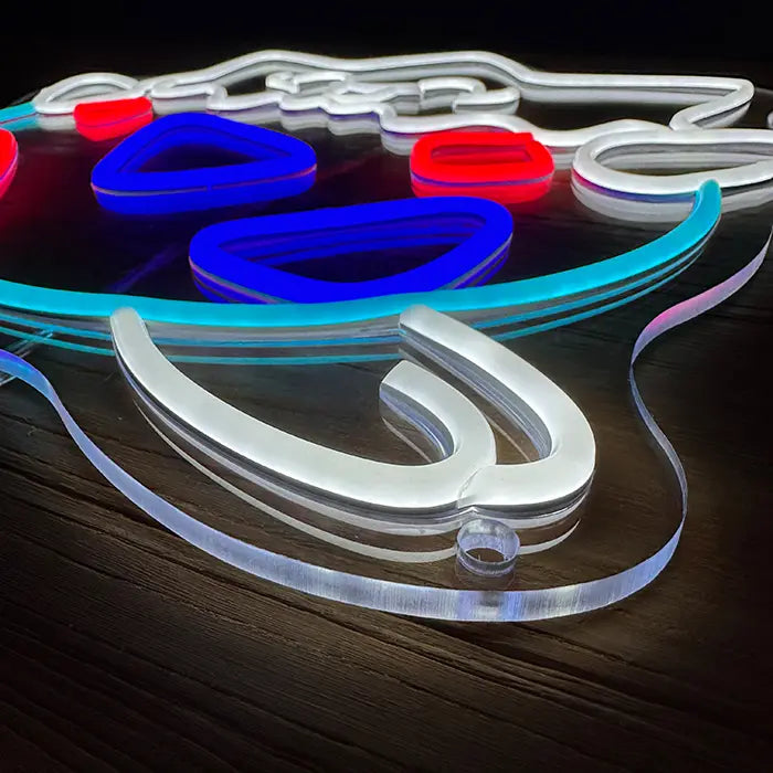Pokémon Togepi Neon LED Sign in close-up, neon tubing on the clear acrylic panel