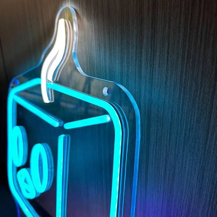 Pokémon Eiscue Neon LED Sign from the side, the acrylic edge and neon tubing close up