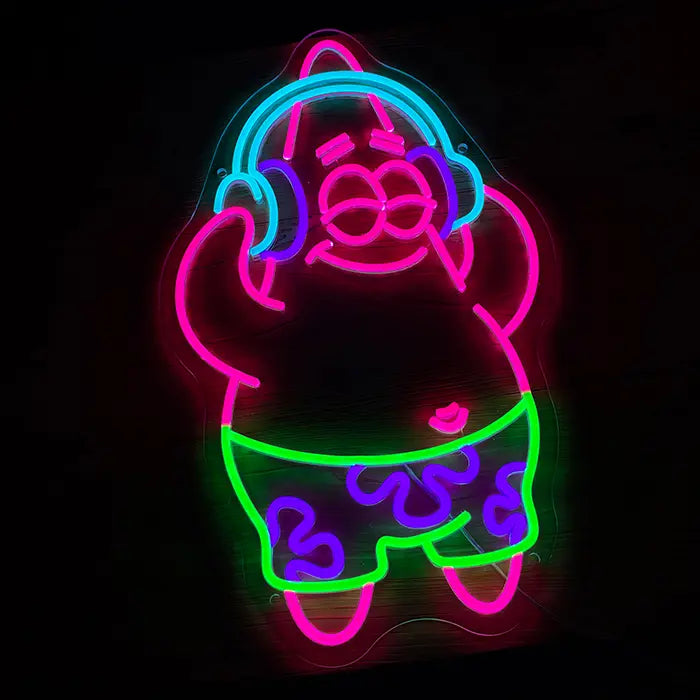Patrick Music Neon LED Sign – Dimmable with Remote | SpongeBob Teen Room Decor