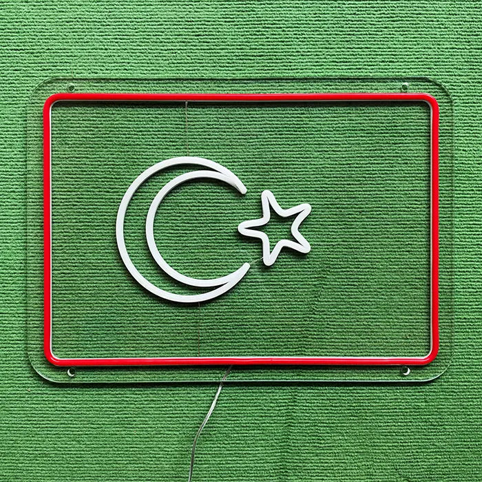 Turkish Flag Neon LED Sign – Dimmable, USB or 12V | Turkey Fan Wall Decor