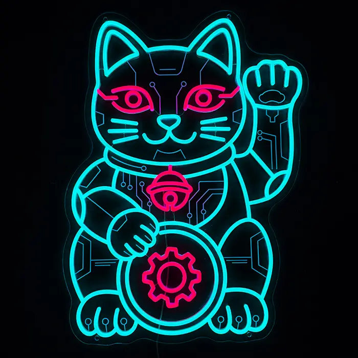Neonová LED cedule Kočka Cyber Futura – Stmívatelné dálkovým ovladačem | Anime herní dekorace