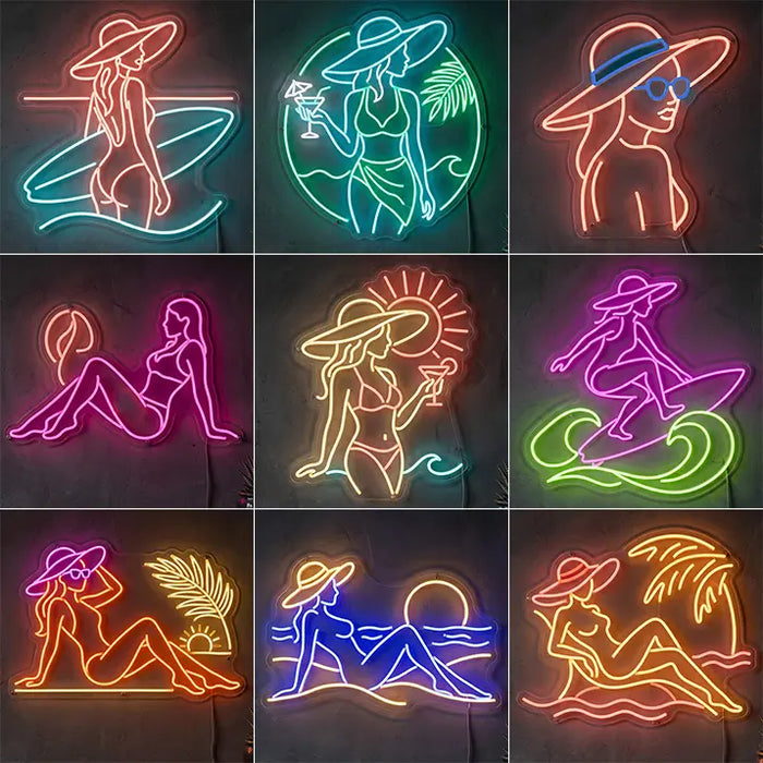 Beach Vibes LEDサインセット – 壁飾りとしてのビーチ&サマーのネオンデザイン