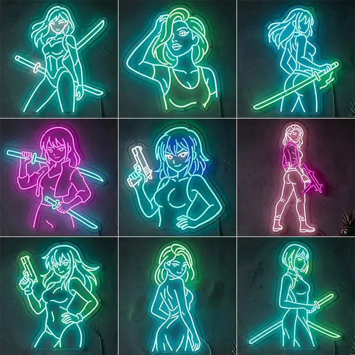 Miaukuza LED Schilder Set – Japan Anime Girls Leuchtschilder | Wanddeko