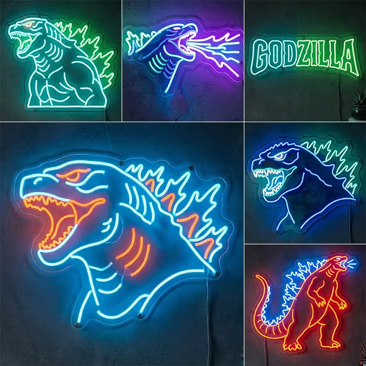 Godzilla Neon LED Schilder Set – Japan Art Style | Anime Wanddeko