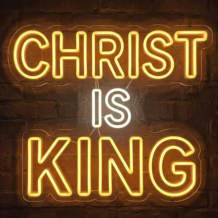 Christ is King Set Neon LED Sign – 7 Designs, USB or 12V | Christian Decor