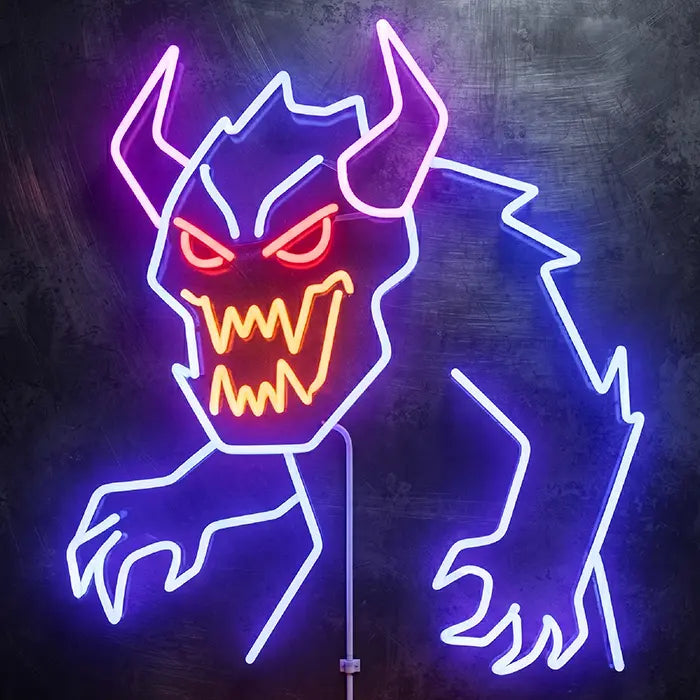 Mitternachts-Monster Neon LED Schild – Dimmbar mit Fernbedienung | Halloween Monster Deko