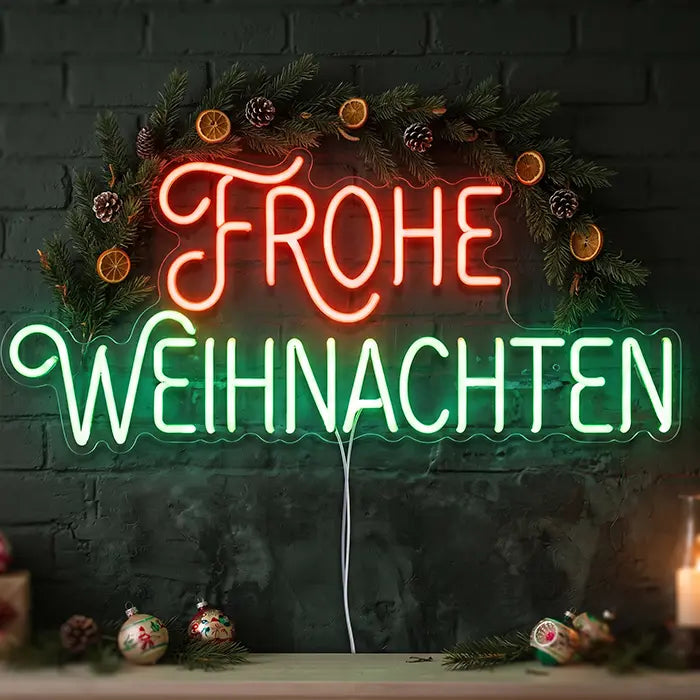 "Frohe Weihnachten" in Rot-Grün Style XL 55cm (12V)