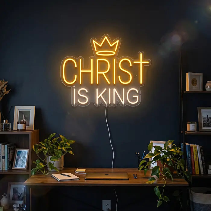 Christ is King Set Neon LED Sign – 7 Designs, USB or 12V | Christian Decor