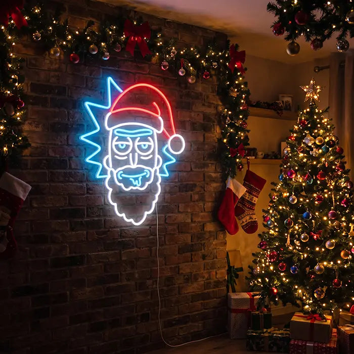Santa Rick Neon LED Sign – Dimmable with Remote | Rick and Morty Christmas Decor