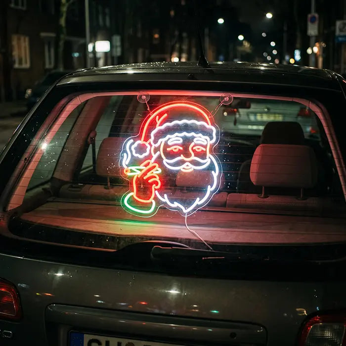 Stoner Santa Neon LED Sign – Dimmable with Remote | Funny Christmas Decor