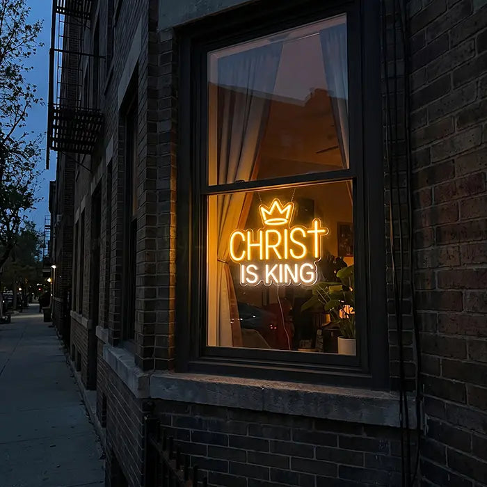 Christ is King Set Neon LED Sign – 7 Designs, USB or 12V | Christian Decor