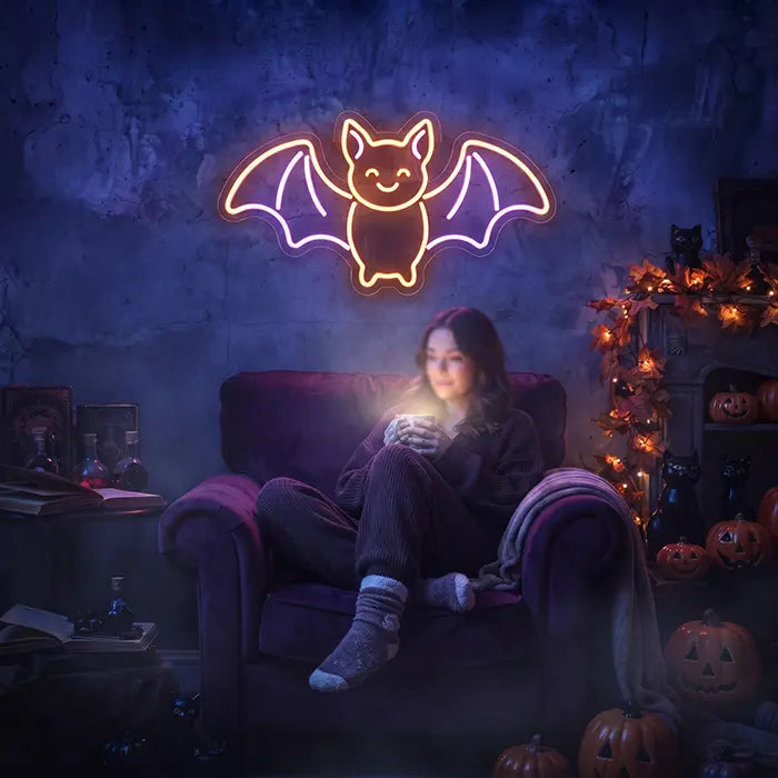 Happy Spuck Set Neon LED Schild – 9 Motive, dimmbar | Halloween Kinderzimmer Deko