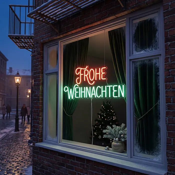 "Frohe Weihnachten" in Rot-Grün Style XL 55cm (12V)